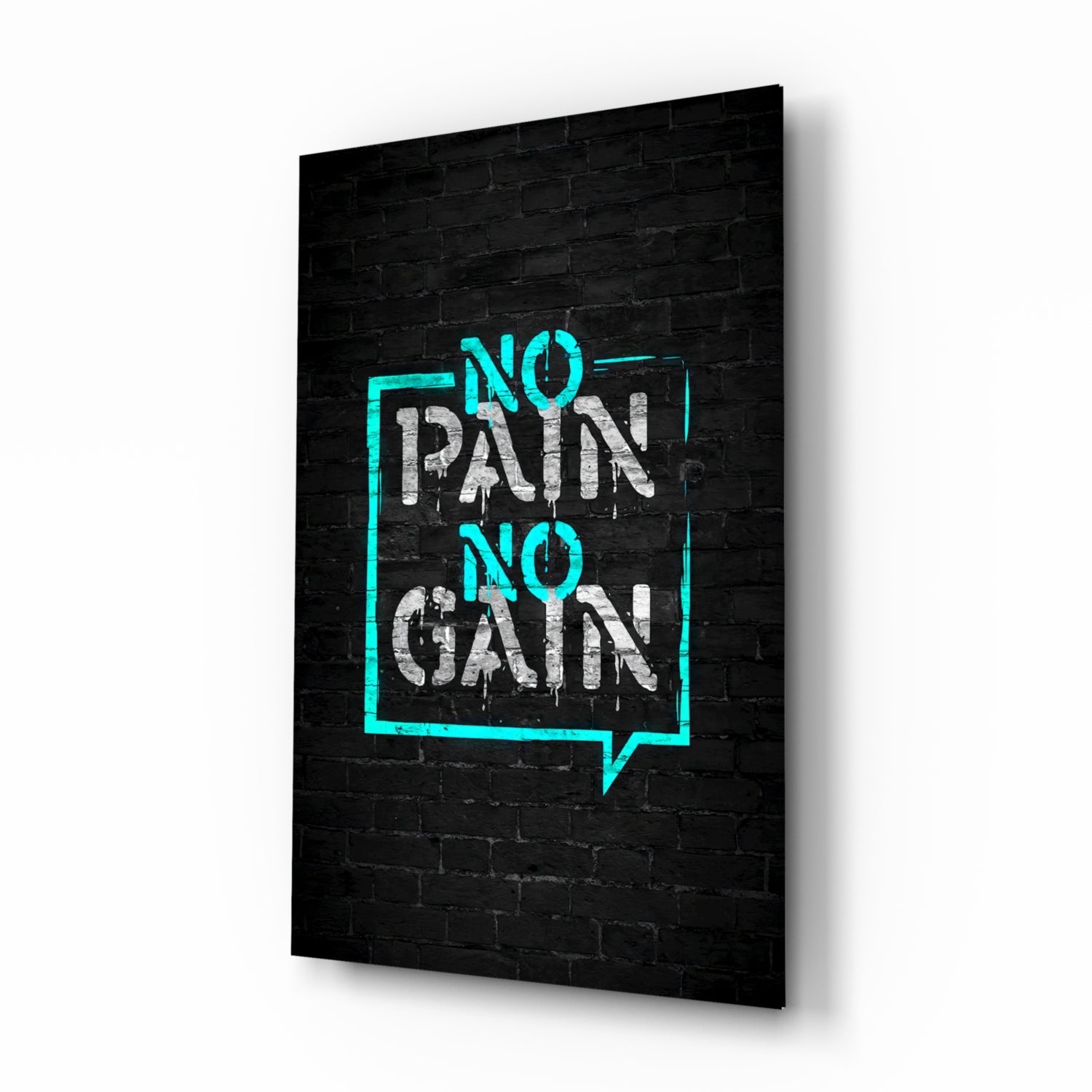 No Pain No Gain Glass Wall Art.