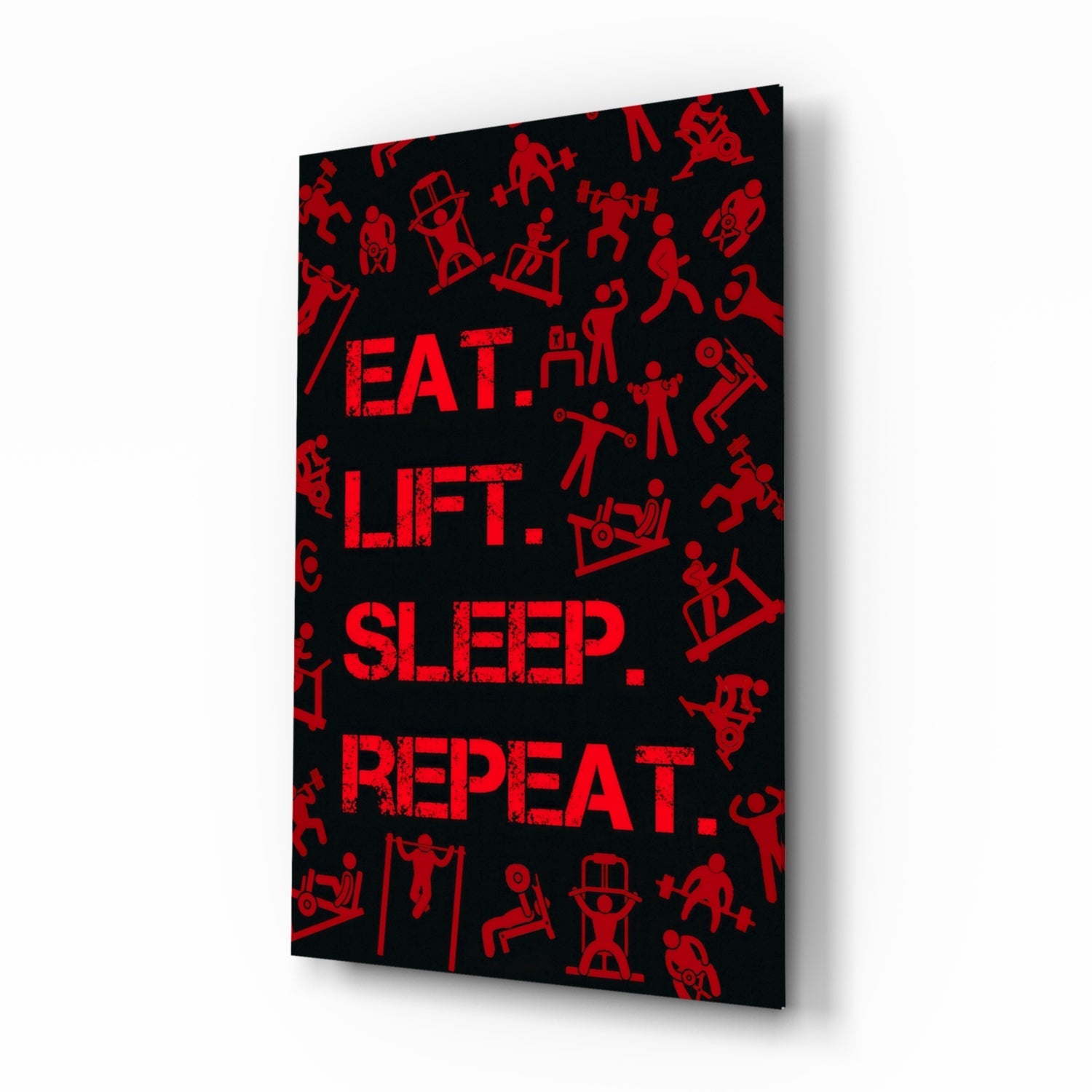 Eat, Lift, Sleep Glass Wall Art.