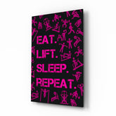 Eat, Lift, Sleep Glass Wall Art.