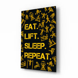 Eat, Lift, Sleep Glass Wall Art.