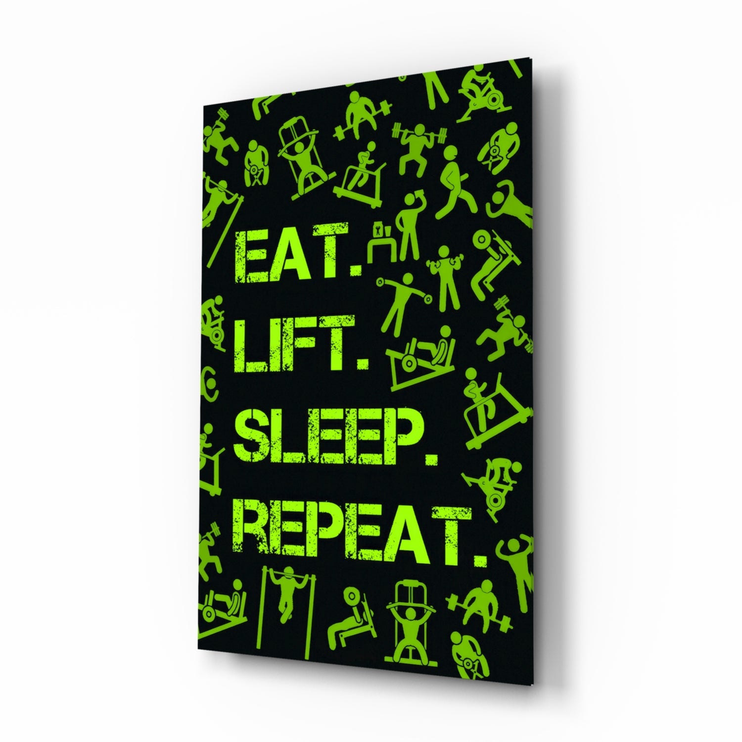 Eat, Lift, Sleep Glass Wall Art.