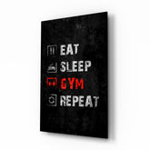 Eat, Sleep, Gym Glass Wall Art.