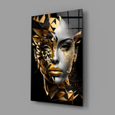 Golden Face Glass Wall Art.