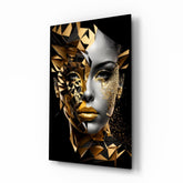 Golden Face Glass Wall Art.