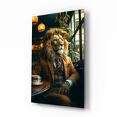Lion Gentleman Glass Wall Art.