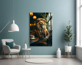 Lion Gentleman Glass Wall Art.