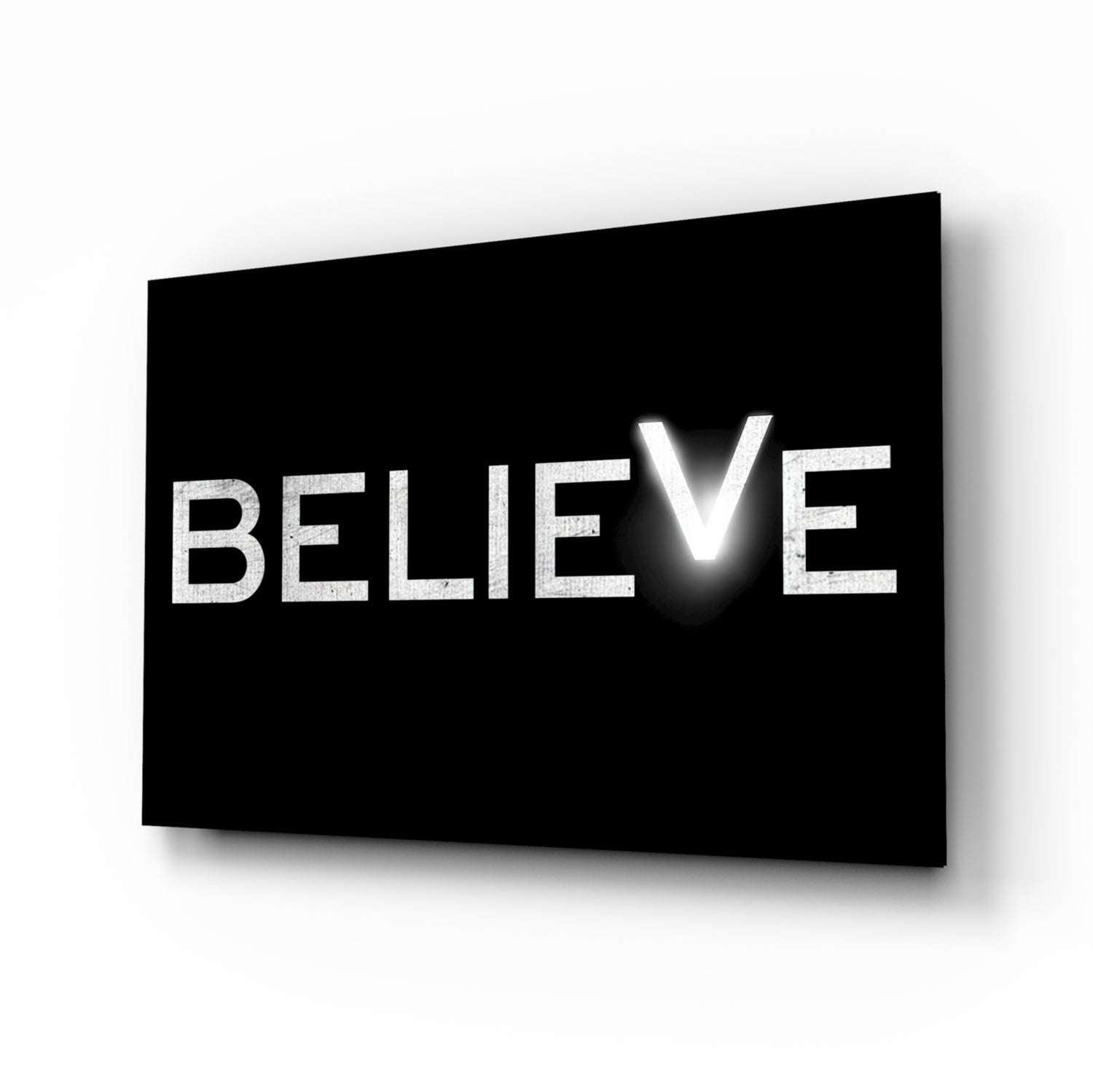 Believe Glass Wall Art.
