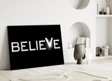 Believe Glass Wall Art.