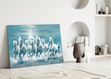White Horses Glass Wall Art.