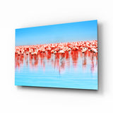Flamingos Glass Wall Art.