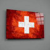 Flag of Switzerland Glass Wall Art.
