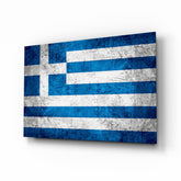 Flag of Greece Glass Wall Art.