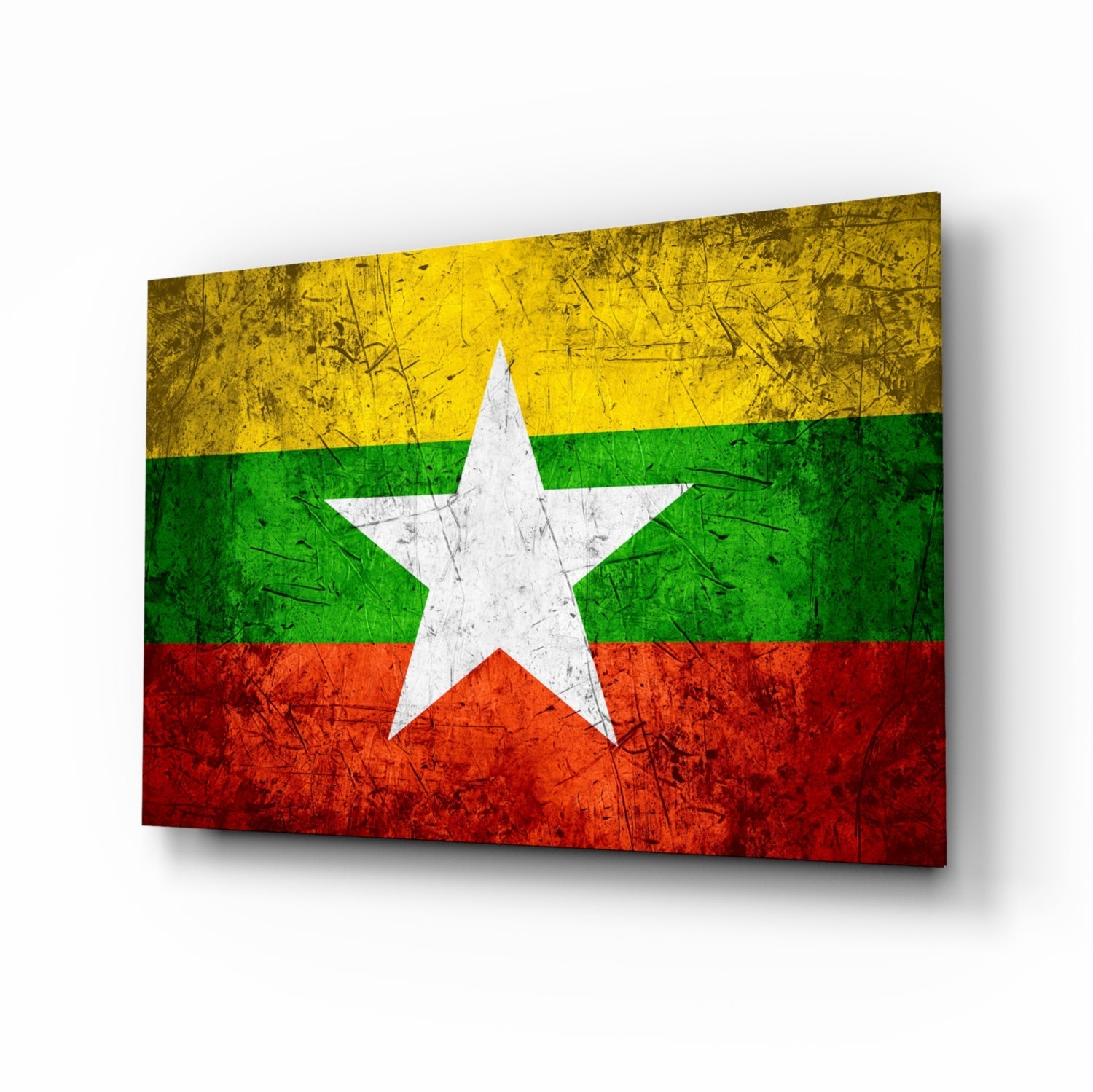 Flag of Myanmar Glass Wall Art.