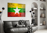 Flag of Myanmar Glass Wall Art.