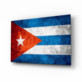 Flag of Cuba Glass Wall Art.