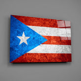 Flag of Puerto Rico Glass Wall Art.