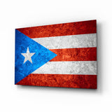 Flag of Puerto Rico Glass Wall Art.