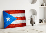 Flag of Puerto Rico Glass Wall Art.