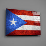 Flag of Puerto Rico Glass Wall Art.