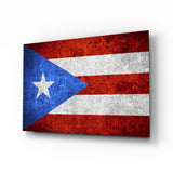 Flag of Puerto Rico Glass Wall Art.