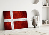Flag of Denmark Glass Wall Art.