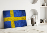 Flag of Sweden Glass Wall Art.