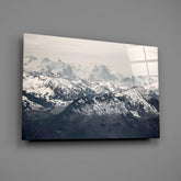Snowy Mountains Glass Wall Art.