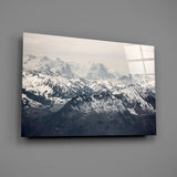 Snowy Mountains Glass Wall Art.