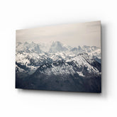 Snowy Mountains Glass Wall Art.