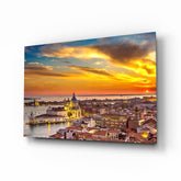Sunset in Venice Glass Wall Art.