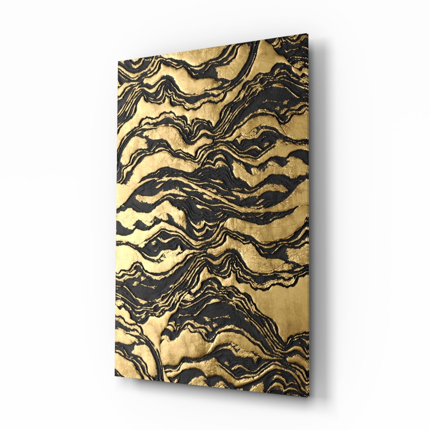 Golden Waves Glass Wall Art.