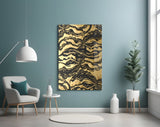 Golden Waves Glass Wall Art.