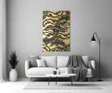 Golden Waves Glass Wall Art.