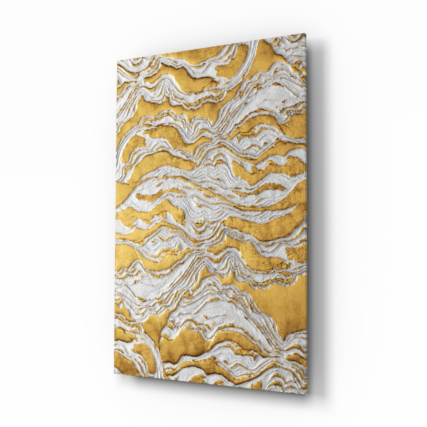 Golden Waves Glass Wall Art.