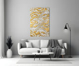 Golden Waves Glass Wall Art.