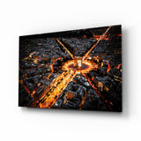 France Night Cityscape Glass Wall Art.