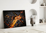 France Night Cityscape Glass Wall Art.