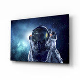 Astronaut İn Space Glass Wall Art.