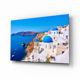 Santorini Glass Wall Art.