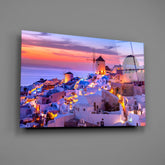 Santorini Glass Wall Art.