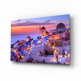 Santorini Glass Wall Art.