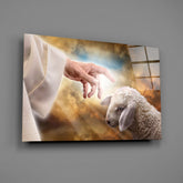 God'S Hand And The Sheep Glass Wall Art.