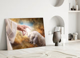 God'S Hand And The Sheep Glass Wall Art.