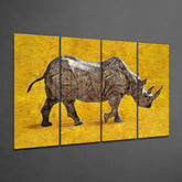 Rhino 4 Pieces Mega Glass Wall Art (150x92 cm)
