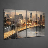 Manhattan 4 Pieces Mega Glass Wall Art (150x92 cm)
