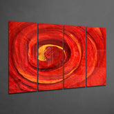 Red Vortex 4 Pieces Mega Glass Wall Art (150x92 cm)