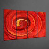 Red Vortex 4 Pieces Mega Glass Wall Art (150x92 cm)