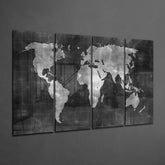 World Map 4 Pieces Mega Glass Wall Art (150x92 cm)