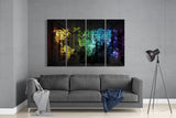 World Map 4 Pieces Mega Glass Wall Art (150x92 cm)