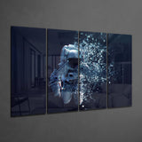 Astronaut 4 Pieces Mega Glass Wall Art (150x92 cm)